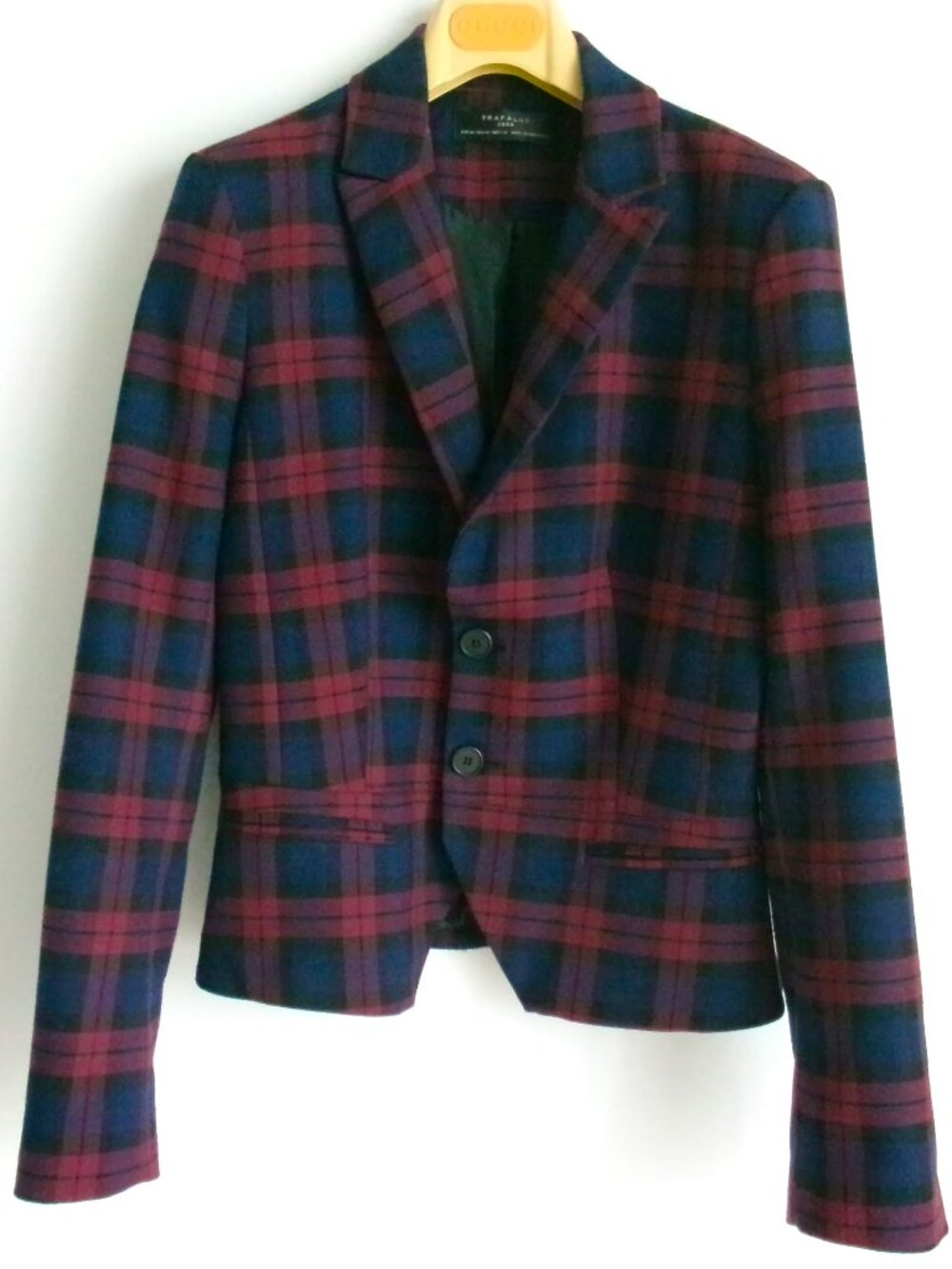 ZARA TRAFALUC WOMEN'S CHECKED BLAZER JACKET Sz-M